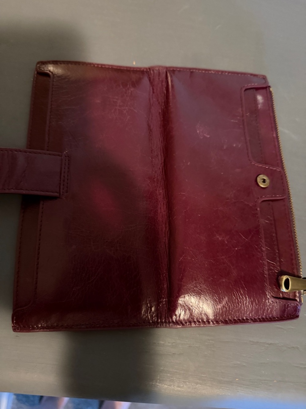 HOBO Dark maroon Leather Wallet Organizer